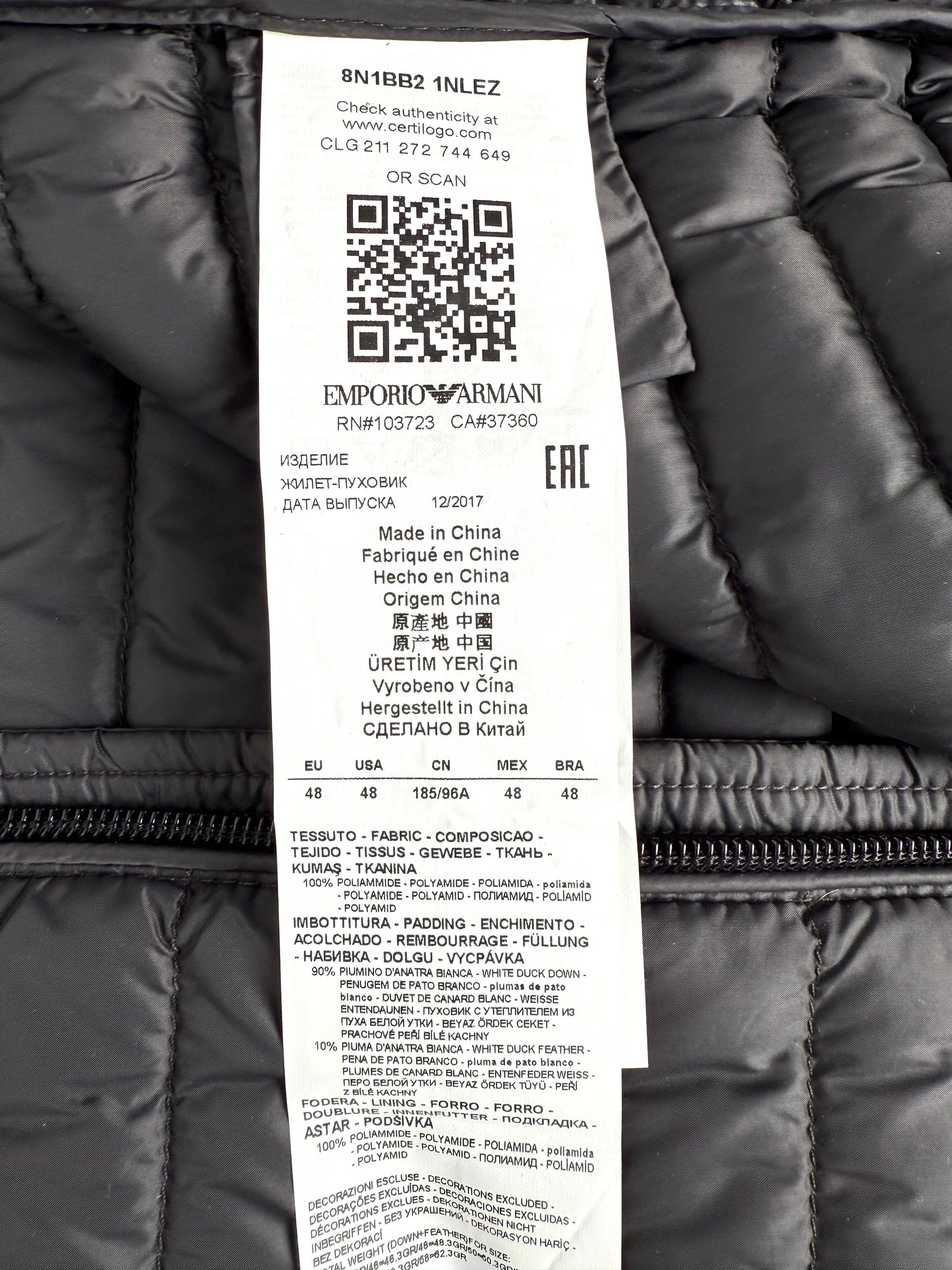 Chaleco de plumas Armani (S)