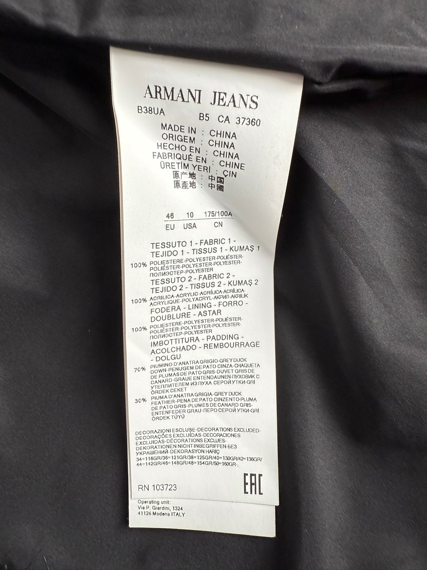 Abrigo de plumas Armani (M)
